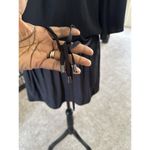 Ramy Brook  Women's Sheer Silk Belted Dress Navy Blue Drop Waist Tiered Sleeves Photo 1