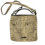 Plinio Visona Snakeskin Print Italian Leather Cream Crossbody Purse Bag Photo 4