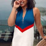 Show Me Your Mumu Show Me You’re Mumu Zoe Zip Dress USA Chevron Knit Photo 5