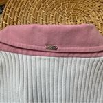 St. John Sport Women’s Ribbed Collar Sweater Cotton Blend Lace Up Neckline Large White Photo 4