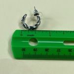 Cato Open Hoop Pierced Earrings Black Clear Rhinestone Accents Silver Color Photo 7