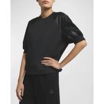 Moncler NEW Lace Up Crewneck Shirt Size Large Black Pullover Puff Sleeves Photo 2