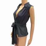 Rampage  Shimmering Sleeveless Black Wrap Blouse Juniors Medium Photo 5