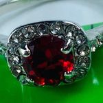 Fashion Ring Stone is Red Shade in Silver Color Band Rhinestone Accents size 9 Photo 2