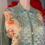 BALLA VALENTINA 38 4/6 Quilted Silk Charmeuse Floral Wool Silk Cardigan Sweater Photo 1