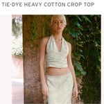 ZARA  NWT mint green ruched v neck tie-dye halter top - cotton, stretchy top Photo 3