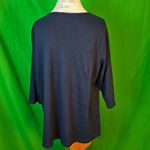 Quacker Factory Womens Navy Blue V Neck 3/4 Sleeve Ghost Halloween Top 1X Photo 1