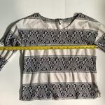J.Crew  Black and White Long Sleeve Tee with Striped Lace Design Photo 2
