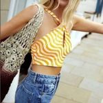 ZARA  White-Orange Printed Crop Top size XSmall EUC Photo 0