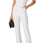 Good American Fit For Success White Denim Short Sleeve Jumpsuit Size Small Photo 0