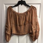 ASTR The Label Neutral Crop Top W/ Floral Print and Smocking Size Large Photo 3