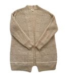 Debut Cardigan Sweater Taupe Cream Stripe Open Front Eyelash Soft Sweater Small Photo 7
