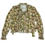 Manoush Dainty Ethereal Romantic Ruffle Button Down Shirt Rose Garden Bow 6 Tan Size 38 Photo 11