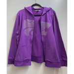 full zip Women hoodie size XL purple 100% cotton Kansas state logo rhinestones Photo 2