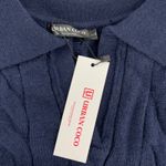 Urban Coco  Navy Blue Cable Knit Collared Polo Sweater womens Size L Photo 5