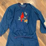 Vintage Denim Embroidered Pant Set Size Medium Blue Photo 3