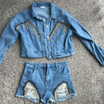 Le lis  Jacket Denim Rhinestone Fringe Photo 0