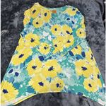 Ruby Rd Women's Blue Floral Tropical Print Blouse Size XL Photo 2