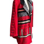 Anthony Mark Hankins Colorblock Wool Blend Coat With Embroidery & Lace Trim Sz3x Red Size 3X Photo 7