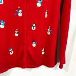 Studio Joy Medium‎ Sweater Red Snowman Holiday Ugly Christmas Cardigan 699 Photo 7