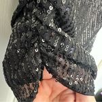 Grace Karin Grace Karen Short Sleeve Top Blouse Black Sequin Size Large Drapey Neck Photo 2