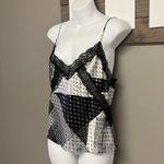Victoria's Secret Victoria’s Secret Lace And Blk/Wht/Silver Patchwork Pattern Adjustable Cami- Med Photo 1