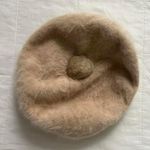Vintage tan wool beret Cute pom Pom Pink Photo 0
