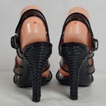 Dolce & Gabbana  Black PVC And Leather Strappy Woven Detail Heel Sandals Sz 38.5 Photo 3