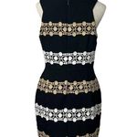 Katherine Kelly Sheath Dress Sleeveless Crochet Black Tan White Women’s Size 8 Photo 3