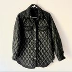 Maje  Black Faux Leather Look Quilted Shacket Jacket size large Photo 2