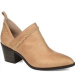 Journee Collection Sophie Braided Strap Bootie, Block Heel, Tan, Size 8.5 NWT Photo 7