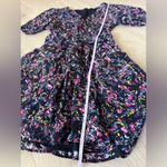 French Connection Flores Cotton V Neck Mini Dress In Utility Blue Floral | US 2 Photo 8