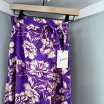 Japna NWT  Purple Floral Print Satin Midi Wrap Skirt Size Medium Photo 2
