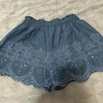 Smell The Roses  Blue Embroidered Shorts Size Large Floral Photo 0