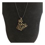 Boho Chic Minimalist Faux Gold Coated Black String Outline Pendant Necklace Photo 2