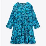 ZARA  FLORAL PRINT MINI DRESS Flounced Hem Blue Size S New Photo 10