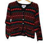 Vintage Tally Ho Christmas Red Long Sleeve Button Front Cardigan Size M Photo 0