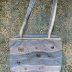 Vintage 90s denim silver button shoulder bag Blue Photo 0