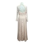 ASOS  DESIGN Love At First Scroll V-Neck Long sleeve Open Back Gown Light Pink 10 Photo 4