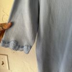 Pierre Cardin Top Y2k XL Blue Lace Trim V Neck Knit Lace Cottage Fairy Photo 6