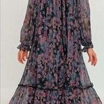Vintage Union Made Pleated Midi Dress Size 4 Dark Floral Purple Fairy 70s 80s Photo 0