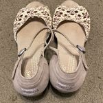 Toms Platform Wedge Tan Stucco Satin Woven Open Toe Sandals Womens Size 7 Photo 3