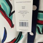 Tory Burch NWTS Silk Front Shirtdress Navy Blue Porcelain Thistle Sweater Back Photo 8