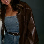 Princess Polly  Brown Leather Jacket Photo 0