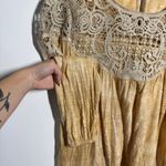 Sundance Top Women M Golden Yellow Crochet Lace Boho 3/4 Sleeve Fall Peasant Gold Size M Photo 7