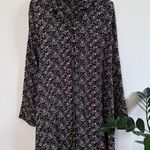 ZARA Women’s Black Floral Long Sleeves Shirt Dress Photo 0