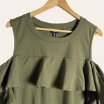 Torrid  Olive Green Ruffled Knit Cold Shoulder Sweatshirt Dress 2X Photo 5