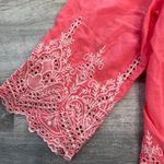 Forgotten Grace  pink embroidered lace 3/4 sleeve button down size medium 021 Photo 1