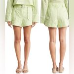 Derek Lam NEW  Macha Green Monterey Belted Embroidered Eyelet Cotton Shorts Photo 1