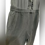 J.Crew  Ruffle Front Jumpsuit Navy Blue Silk Photo 3